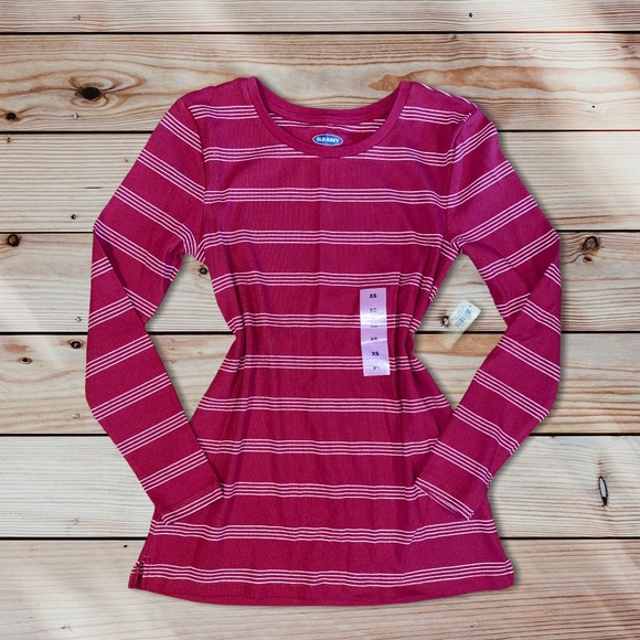 NWT Red Striped Long Sleeve Shirt Size XS - Picture 2 of 4
